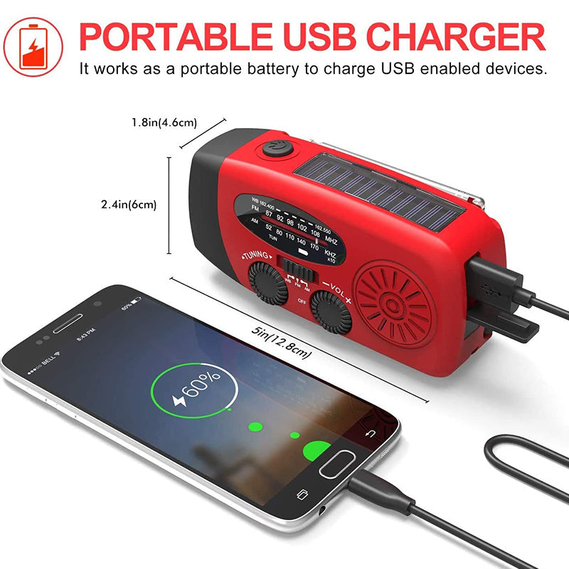 Noodradio met slinger, zonnepaneel, zaklamp en powerbank - foto 6