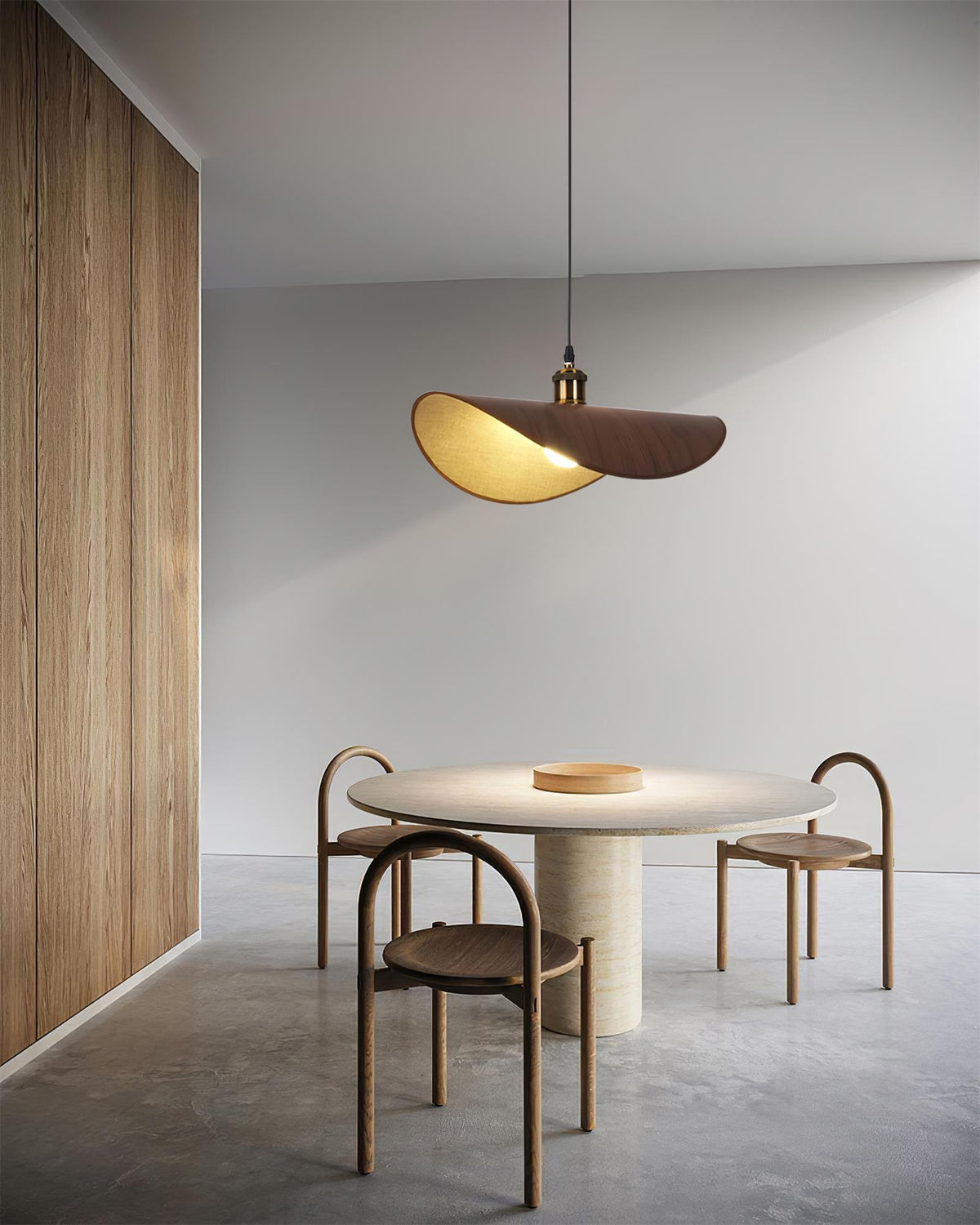 Hanglamp met linnen kap en hout - foto 2