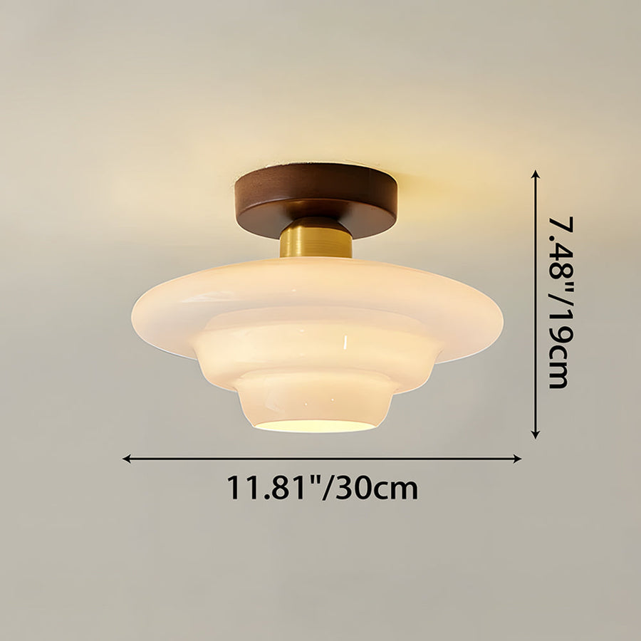 Plafondlamp van walnoothout en glas, Scandinavische stijl E27 - foto 7