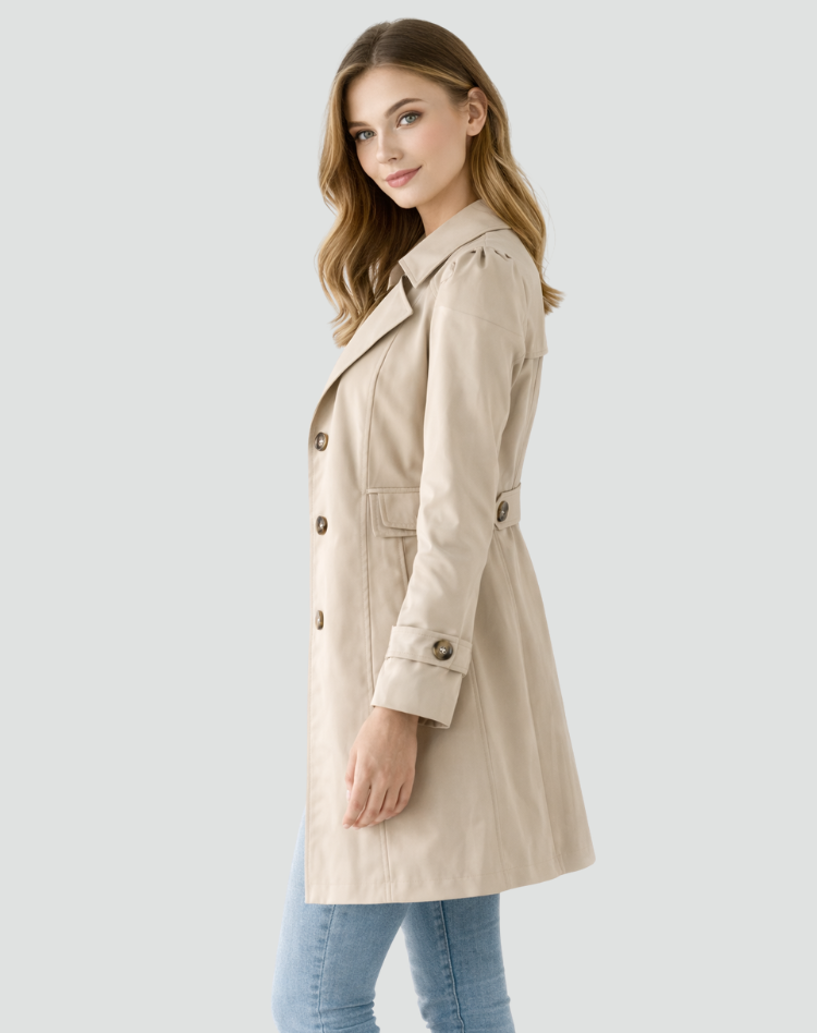 Lichte trenchcoat dames, getailleerd - foto 3