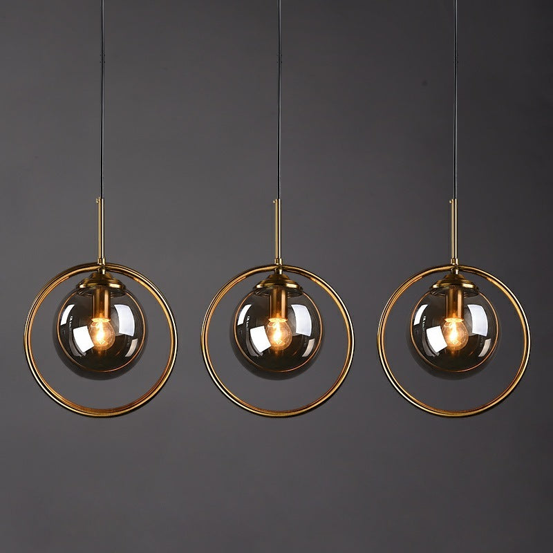 Glazen hanglamp met metalen ring, dimbaar - foto 3