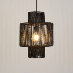 Rotan hanglamp zwart, trommelmodel E27 - foto 6