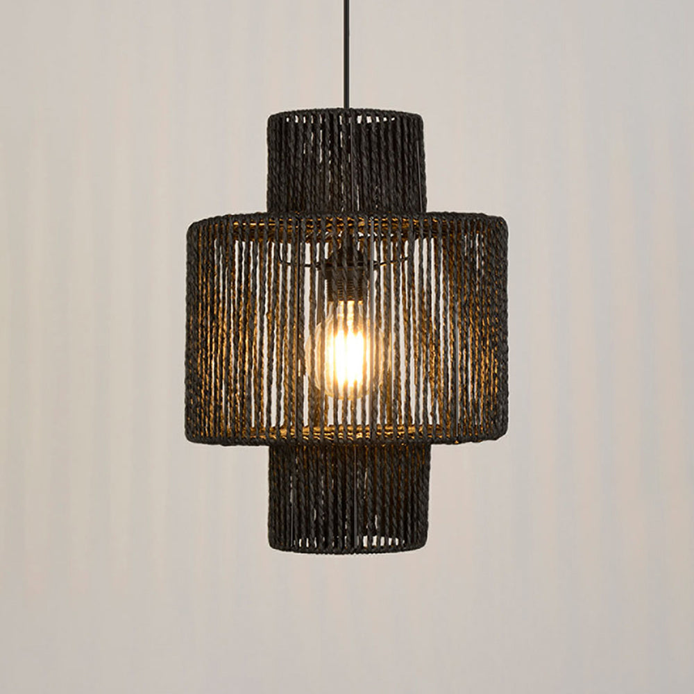 Rotan hanglamp zwart, trommelmodel E27 - foto 6