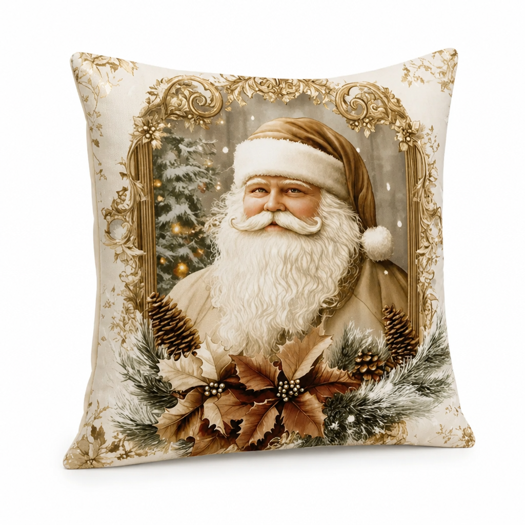 Kerstkussenhoes van een goudkleurige fluweel-katoenmix (45 cm x 45 cm)