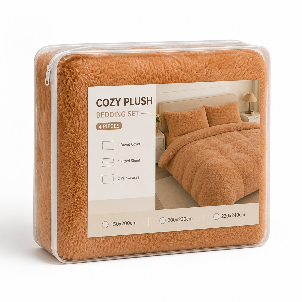 Zachte nerts-fleece beddengoedset (4-delig)