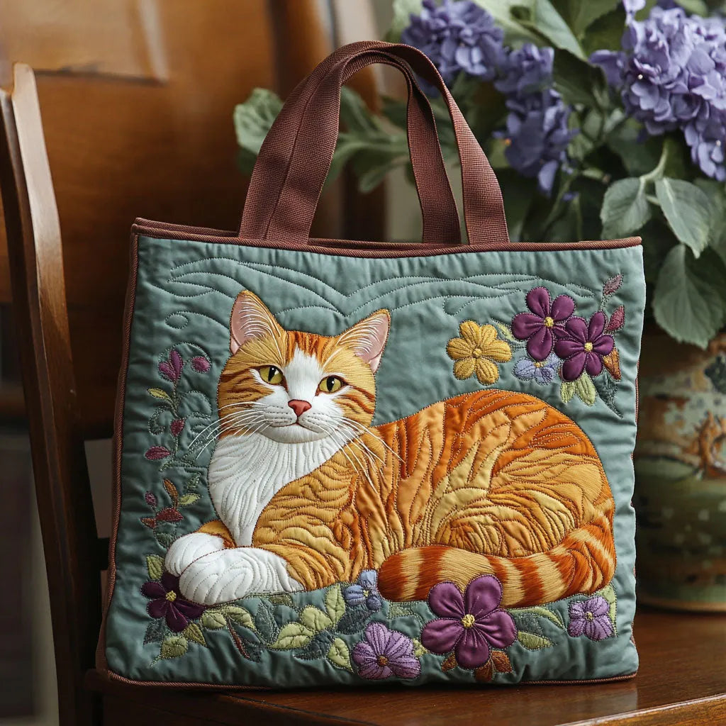 Gewatteerde shopper met print van een rode kat