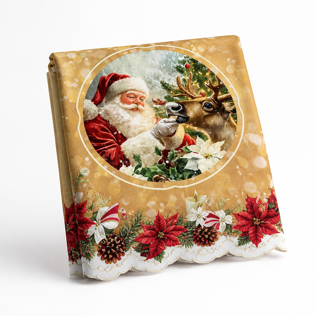 Feestelijk, machinaal geborduurd polyester tafelkleed (rond en rechthoekig)