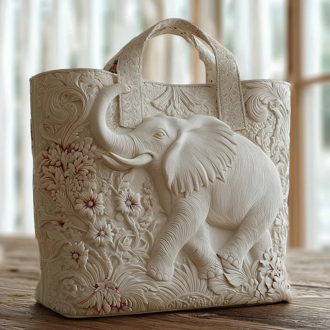 Gewatteerde shopper met print van een olifant