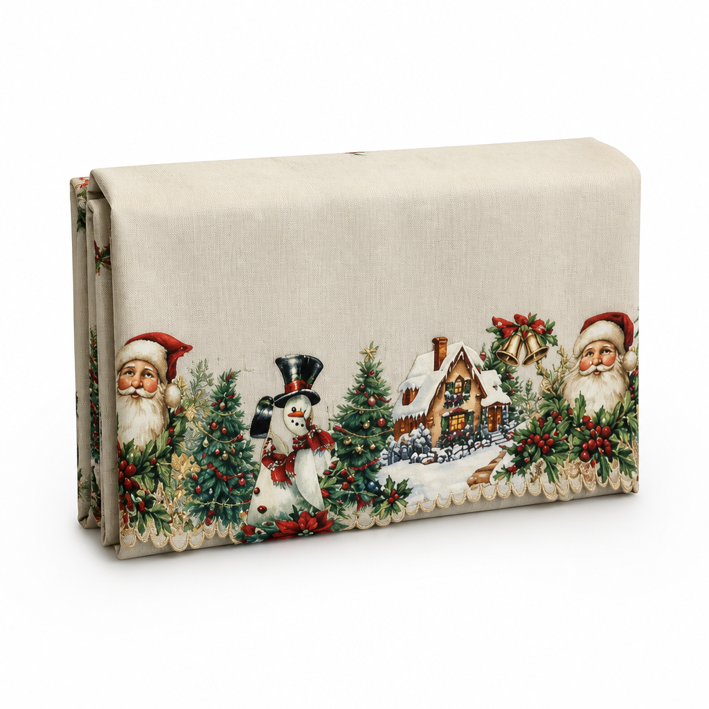 Feestelijk, machinaal geborduurd polyester tafelkleed (rond en rechthoekig)