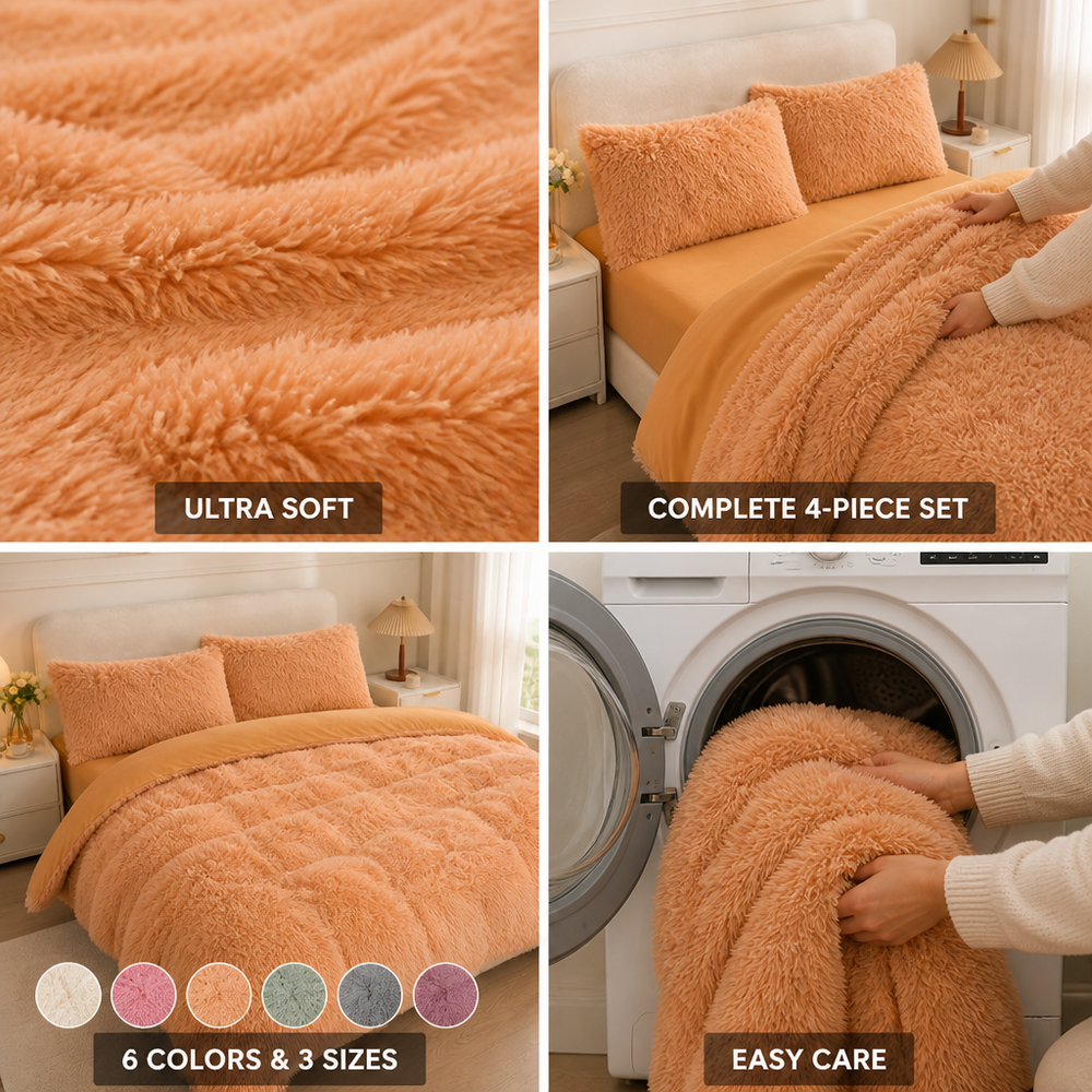 Zachte nerts-fleece beddengoedset (4-delig)