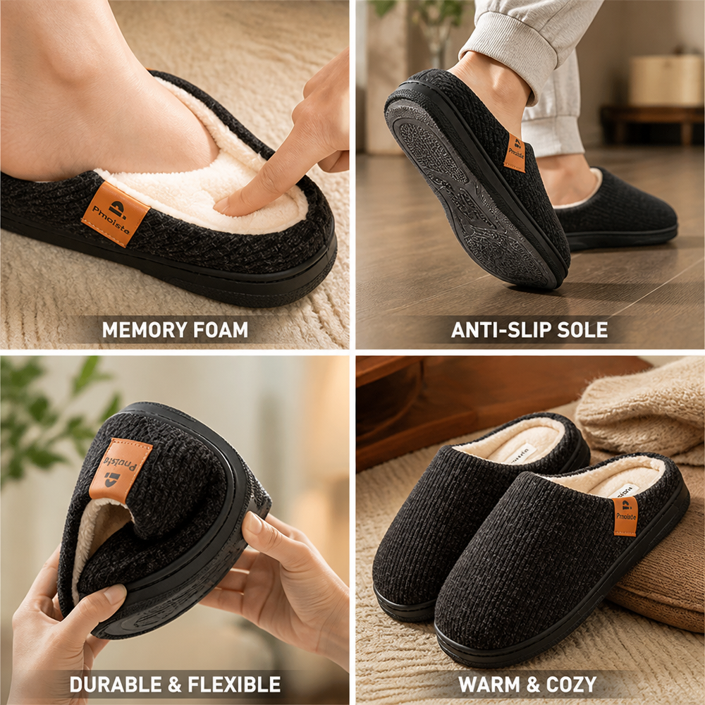 Strickschuhe mit Memory-Schaum und rutschfester Sohle für Herren