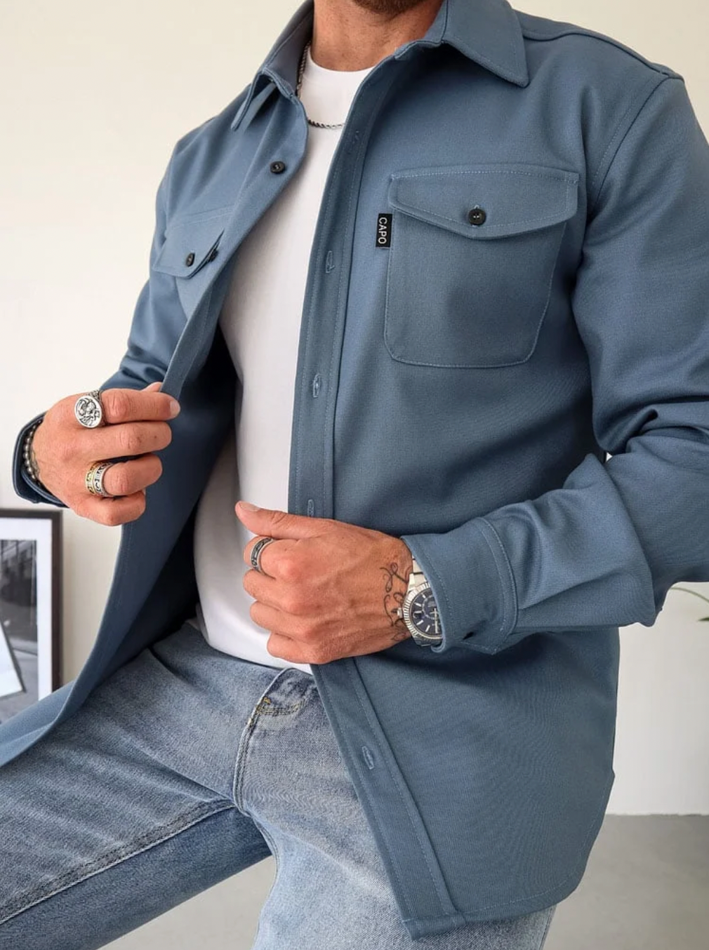 Overshirt heren met borstzakken - foto 3
