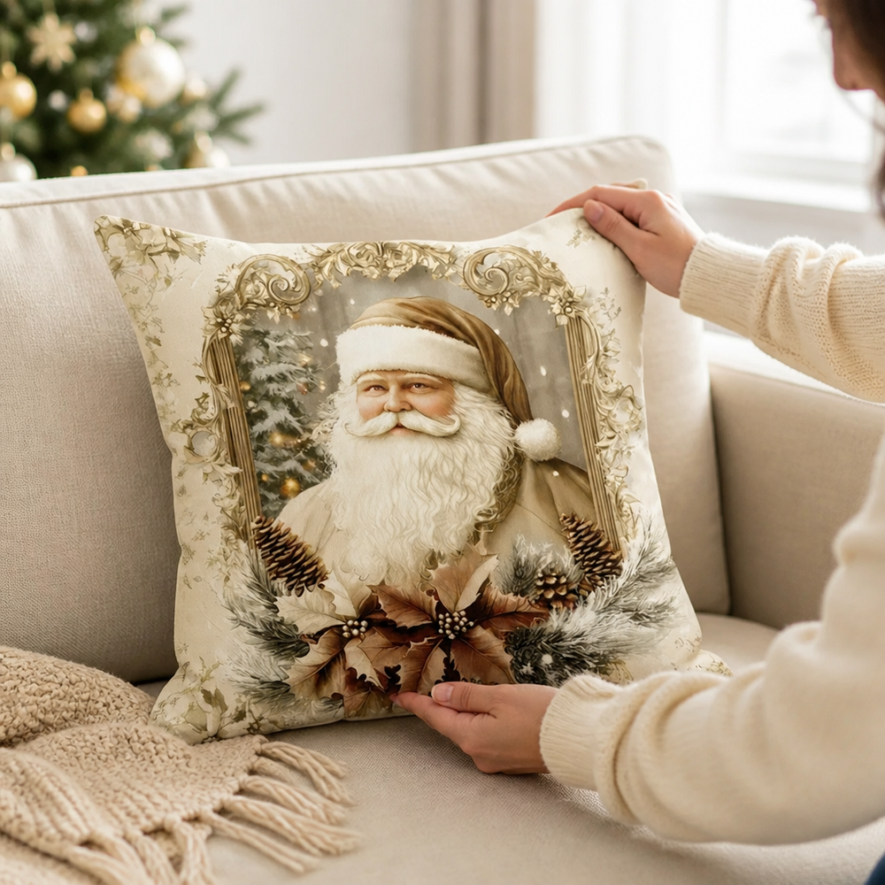Kerstkussenhoes van een goudkleurige fluweel-katoenmix (45 cm x 45 cm)