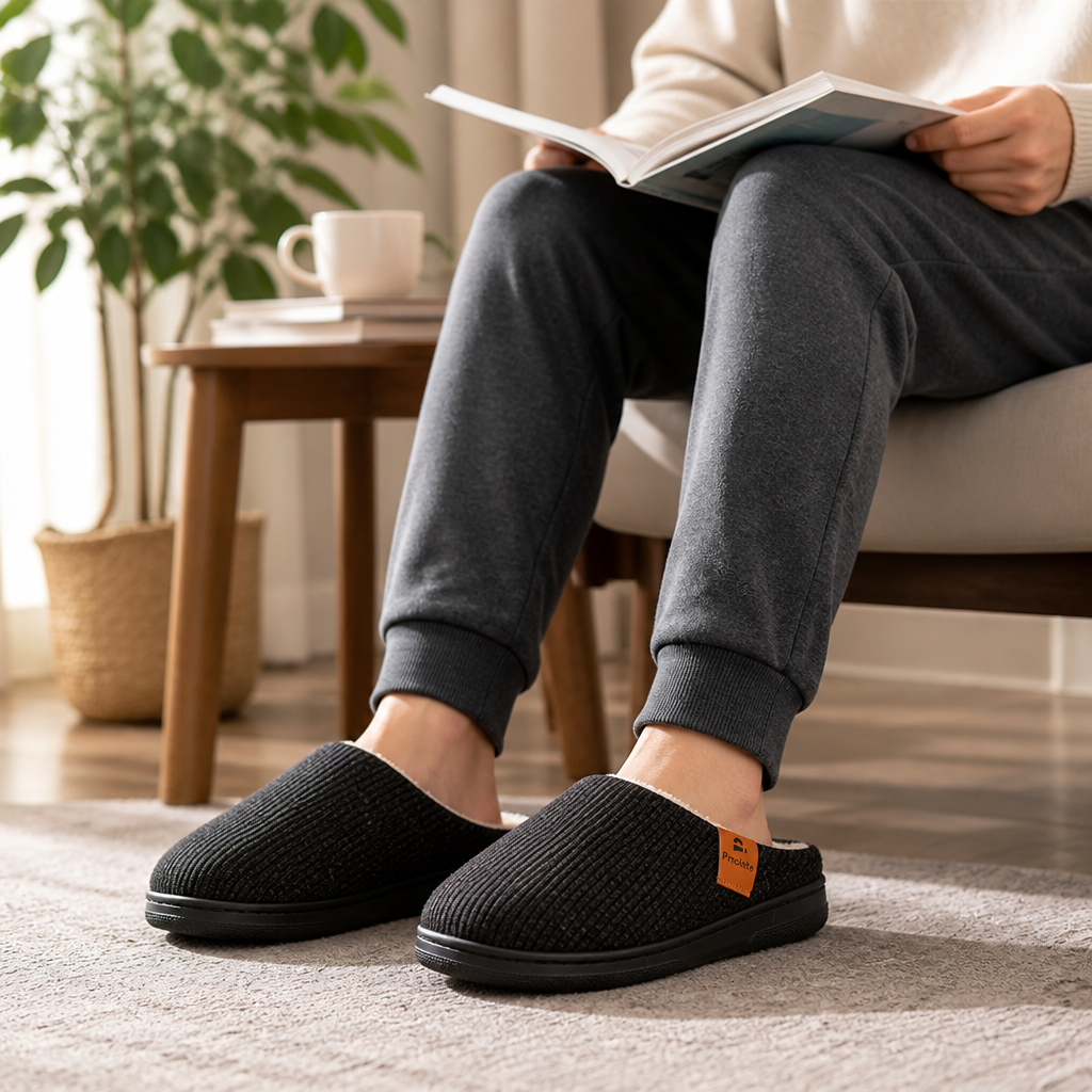 Strickschuhe mit Memory-Schaum und rutschfester Sohle für Herren