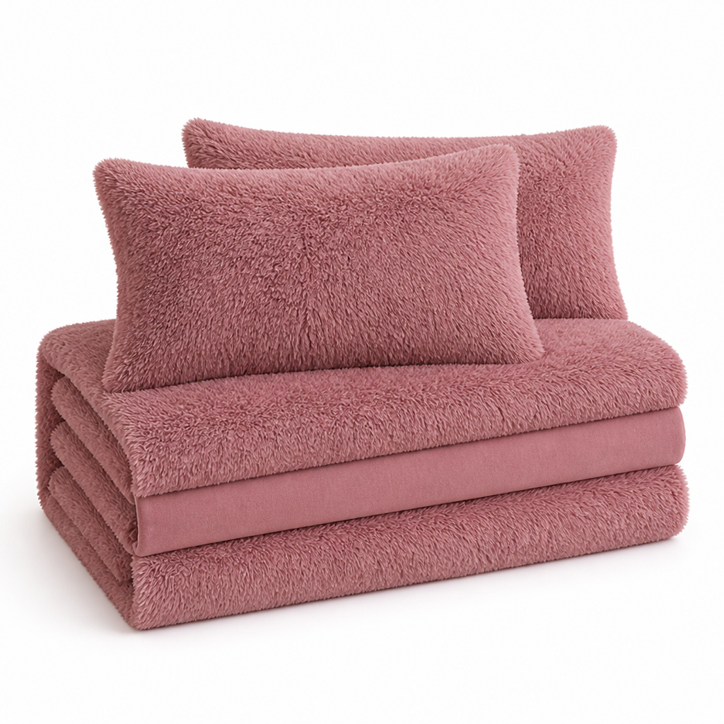 Zachte nerts-fleece beddengoedset (4-delig)