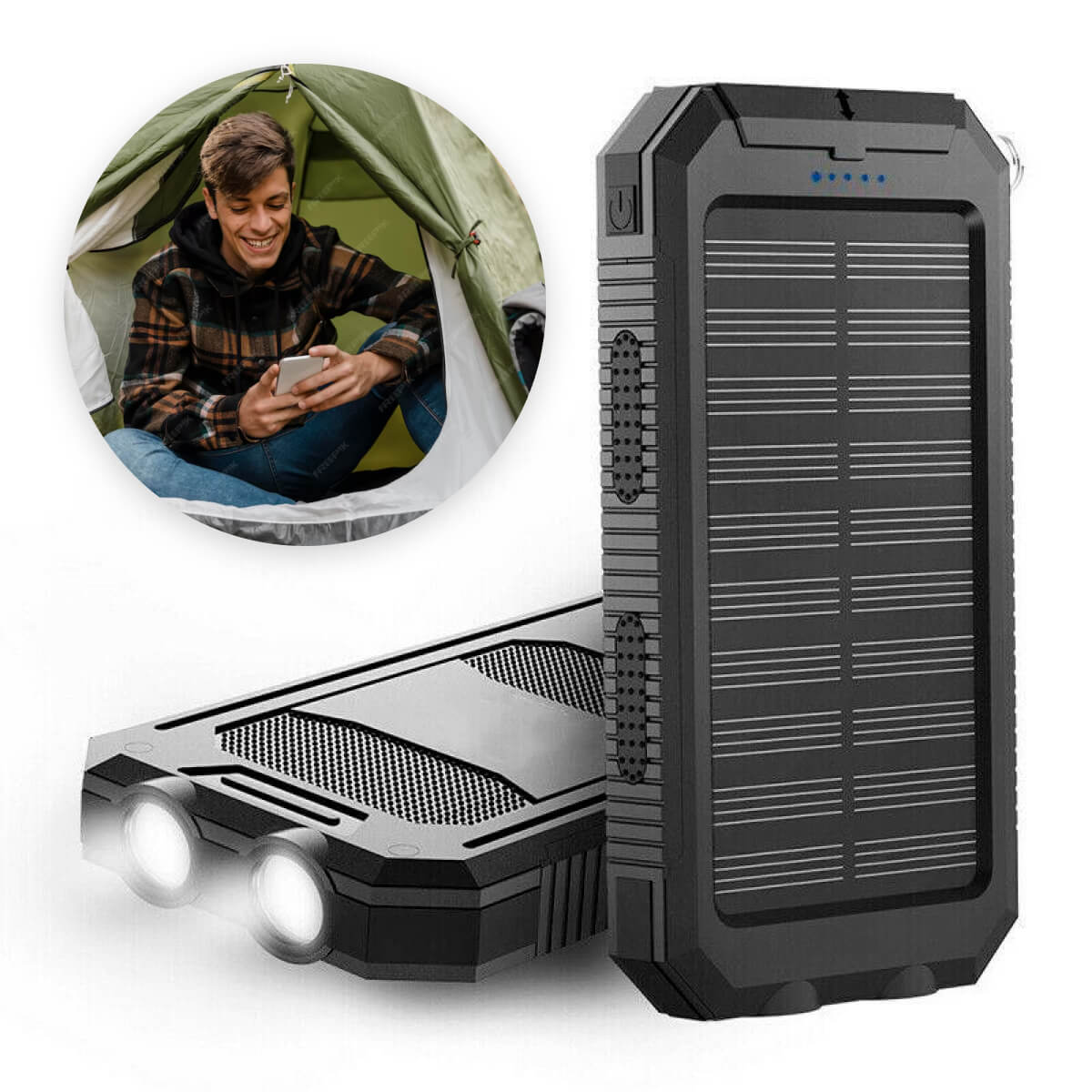 Solar powerbank 20000 mAh, spatwaterbestendig - foto 4