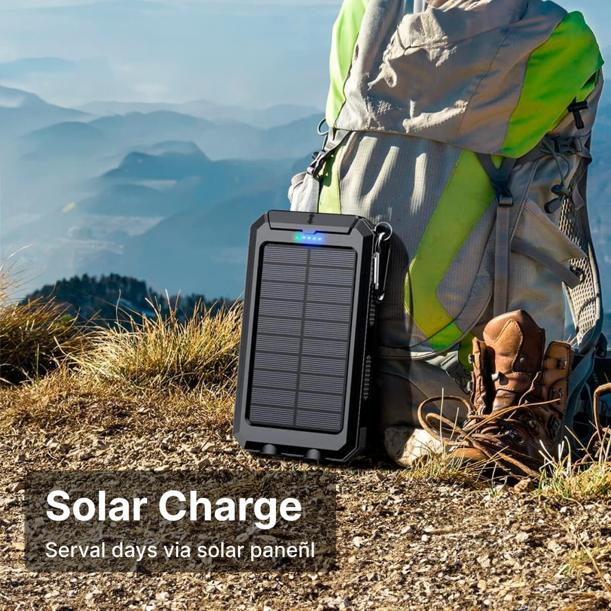 Solar powerbank 20000 mAh, spatwaterbestendig - foto 7