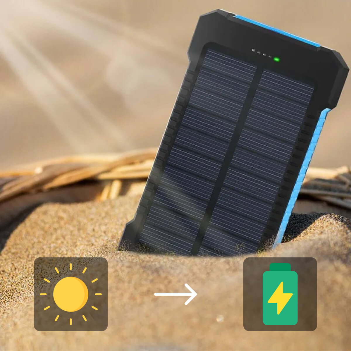 Solar powerbank 20000 mAh, spatwaterbestendig - foto 6