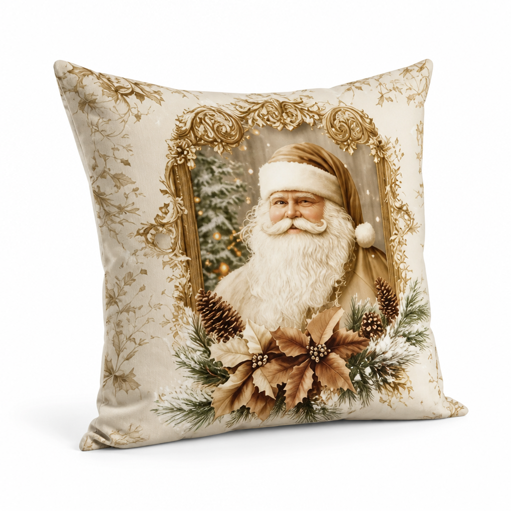 Kerstkussenhoes van een goudkleurige fluweel-katoenmix (45 cm x 45 cm)