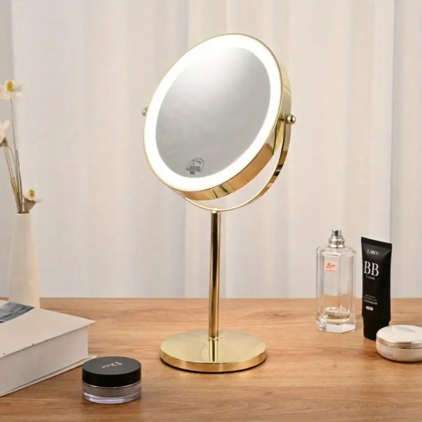 Ronde make-upspiegel met LED-licht en vergrotende kant