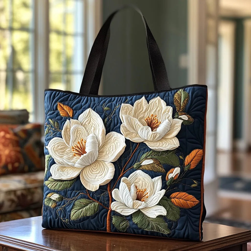 Gewatteerde shopper met magnolia bloemen