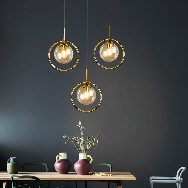 Glazen hanglamp met metalen ring, dimbaar - foto 2