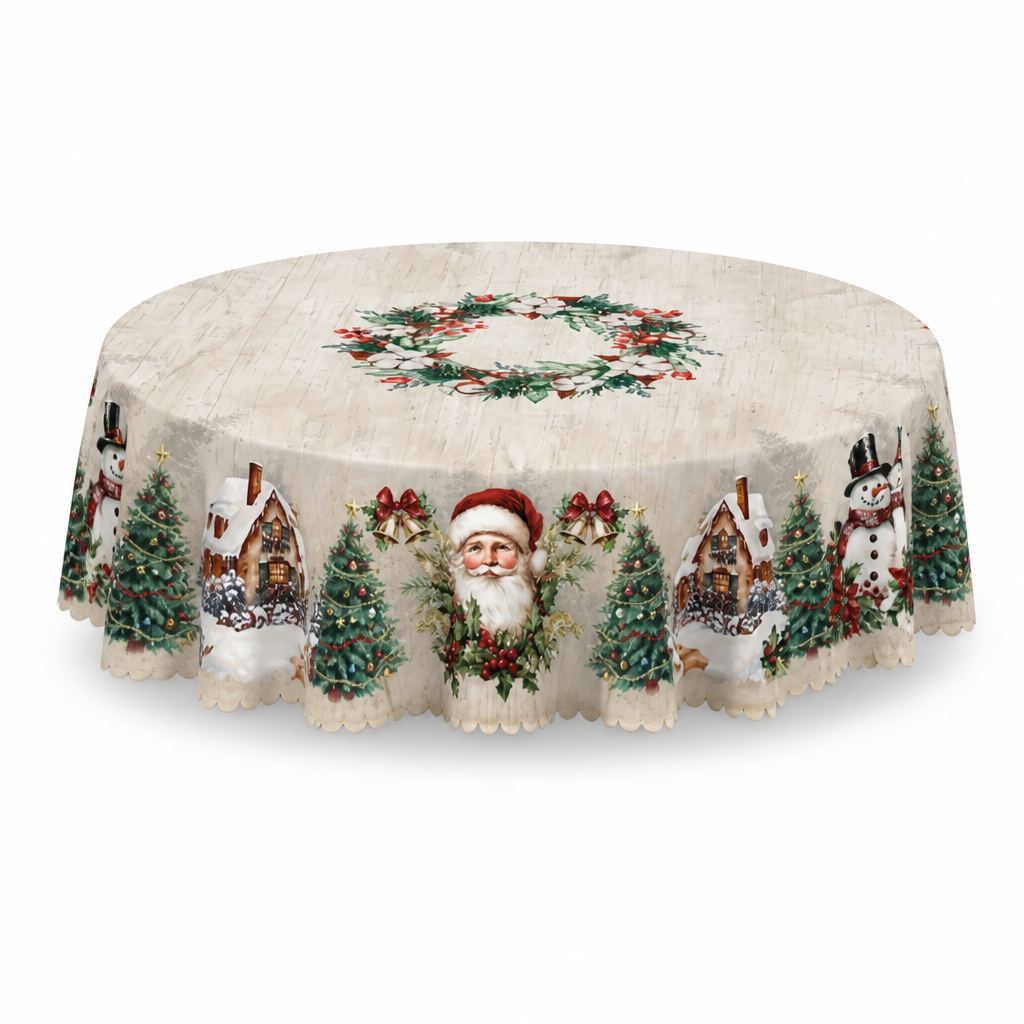 Feestelijk, machinaal geborduurd polyester tafelkleed (rond en rechthoekig)