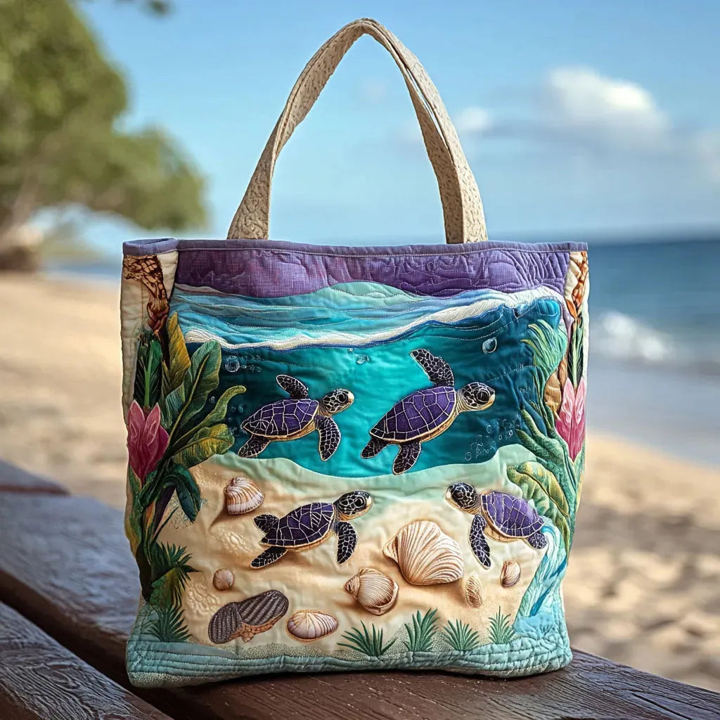 Gewatteerde shopper met laguneprint en mystieke figuur
