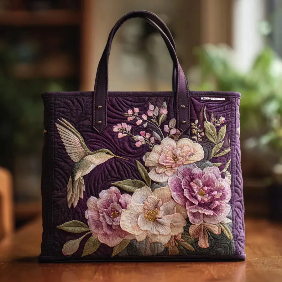 Gewatteerde shopper met kolibries tussen orchideeën