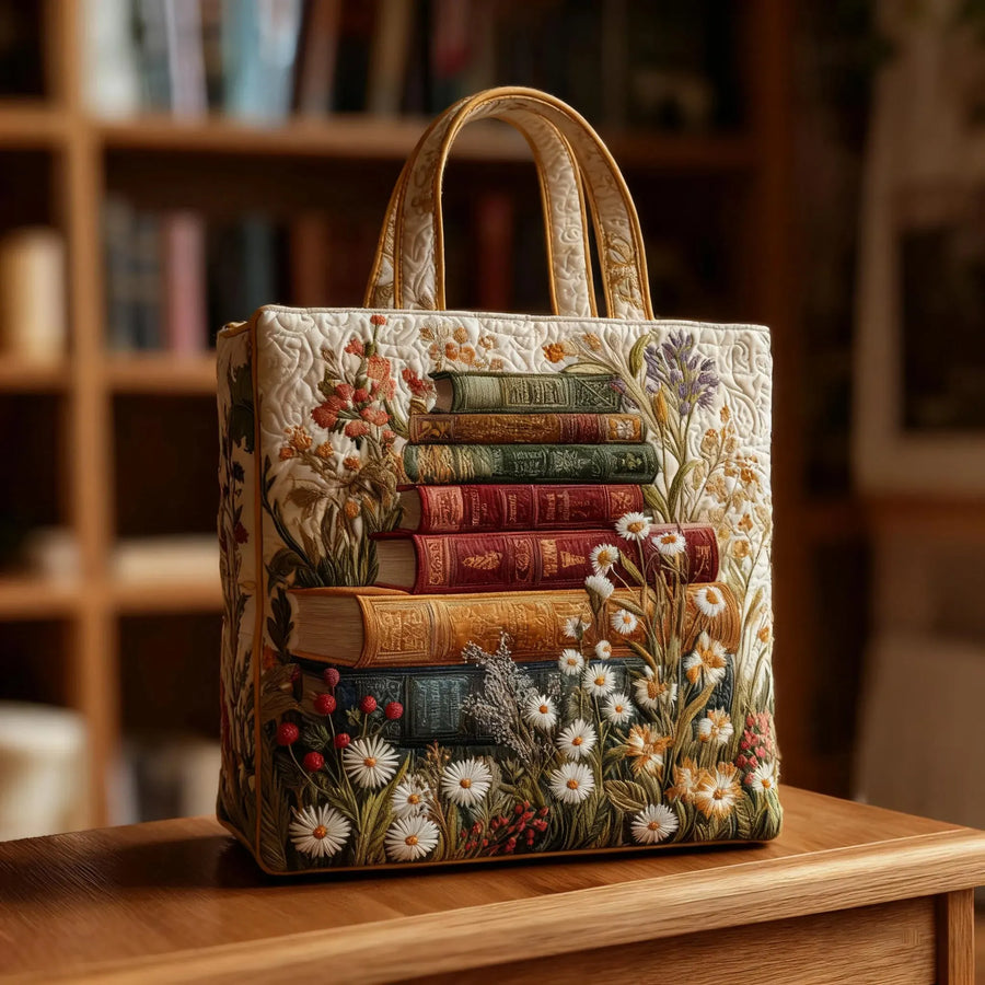 Gewatteerde shopper met vrolijke bloemenprint