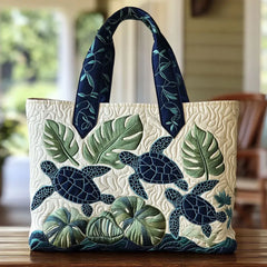 Gewatteerde shopper met print van een zeeschildpad