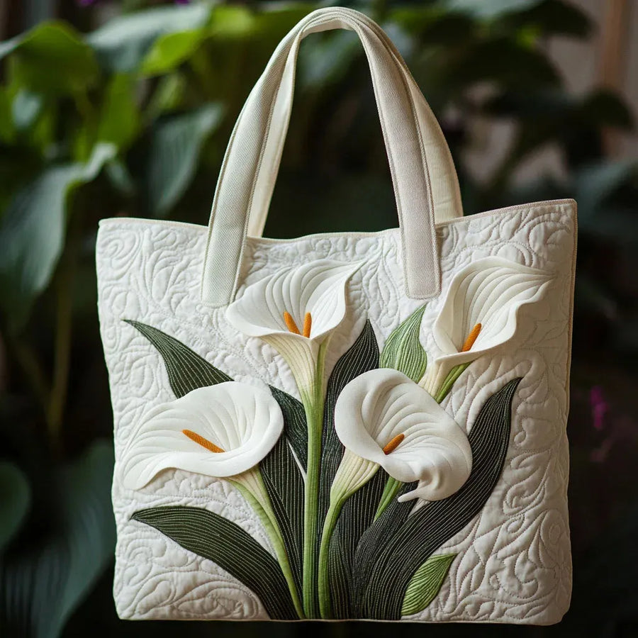 Gewatteerde shopper met witte aronskelken