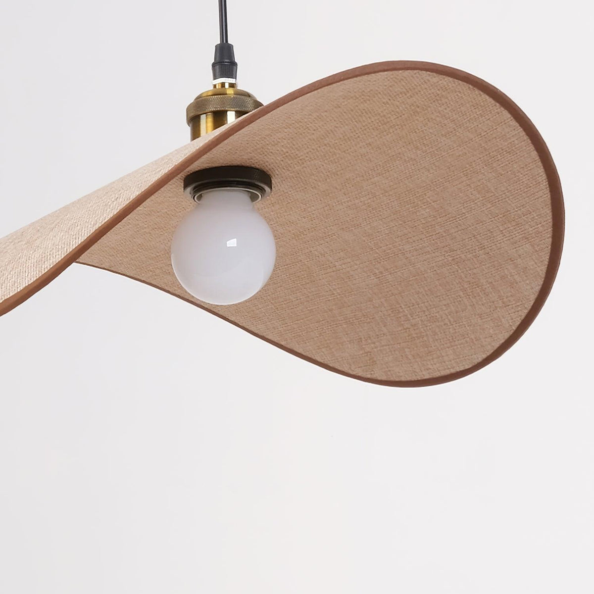 Hanglamp met linnen kap en hout - foto 8