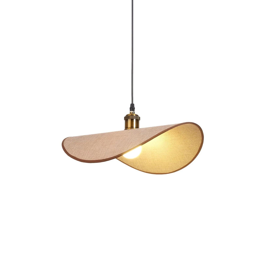 Hanglamp met linnen kap en hout - foto 5
