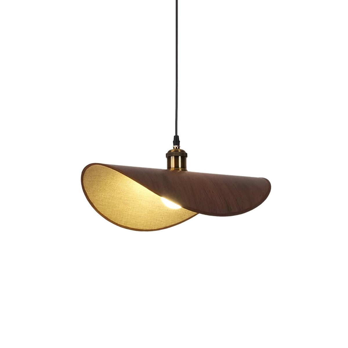 Hanglamp met linnen kap en hout - foto 10