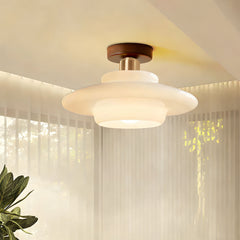 Plafondlamp van walnoothout en glas, Scandinavische stijl E27 - foto 14