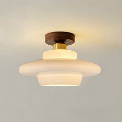 Plafondlamp van walnoothout en glas, Scandinavische stijl E27 - foto 12