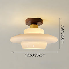 Plafondlamp van walnoothout en glas, Scandinavische stijl E27 - foto 13