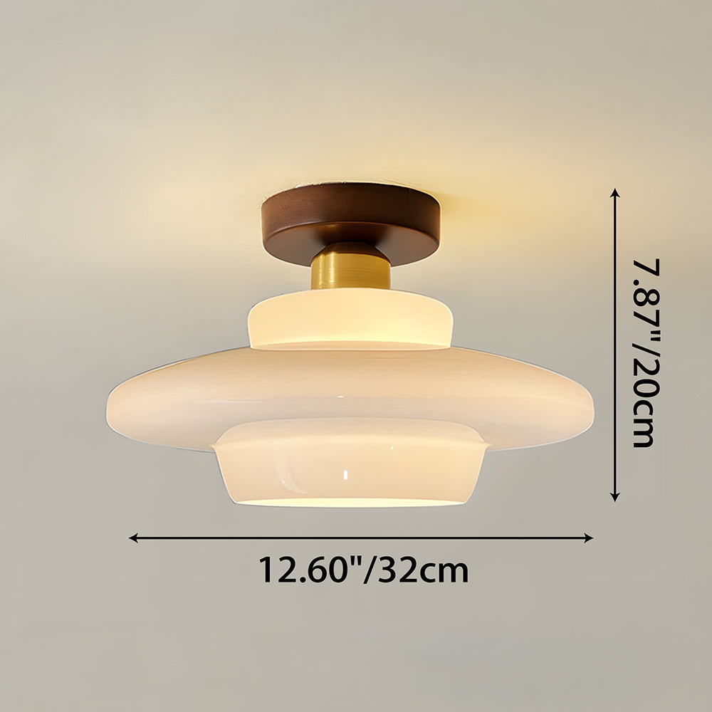 Plafondlamp van walnoothout en glas, Scandinavische stijl E27 - foto 13