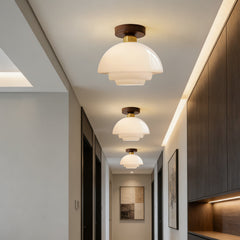 Plafondlamp van walnoothout en glas, Scandinavische stijl E27 - foto 9