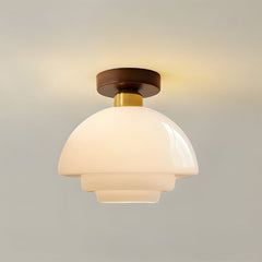 Plafondlamp van walnoothout en glas, Scandinavische stijl E27 - foto 8