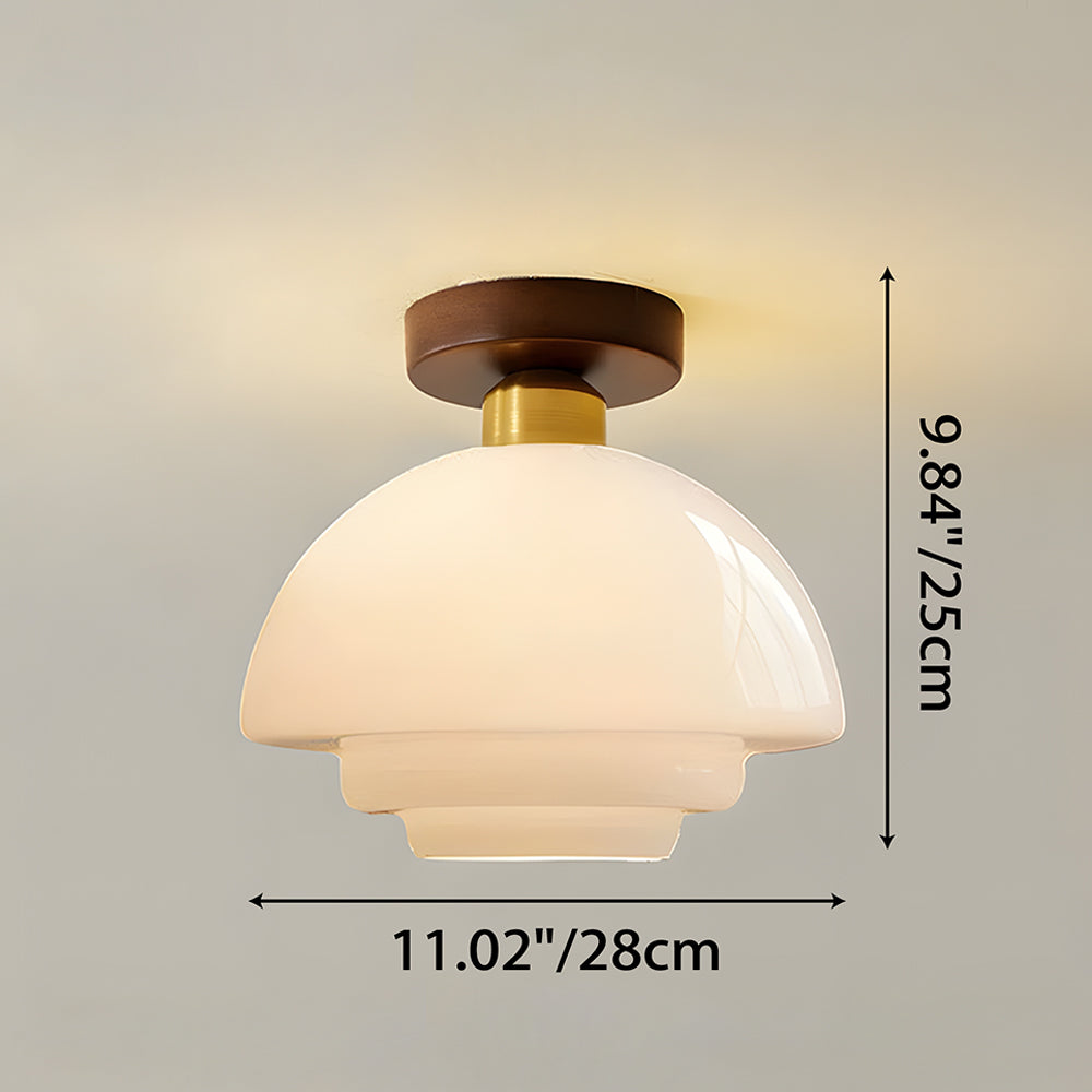 Plafondlamp van walnoothout en glas, Scandinavische stijl E27 - foto 11
