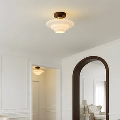 Plafondlamp van walnoothout en glas, Scandinavische stijl E27 - foto 6