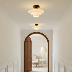 Plafondlamp van walnoothout en glas, Scandinavische stijl E27 - foto 5