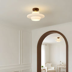 Plafondlamp van walnoothout en glas, Scandinavische stijl E27 - foto 19