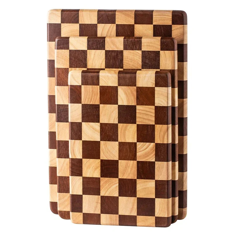 Rechthoekige end grain snijplank van rubberhout