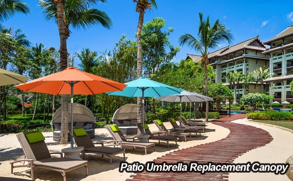 Vervangend parasoldoek op een tuinparasol