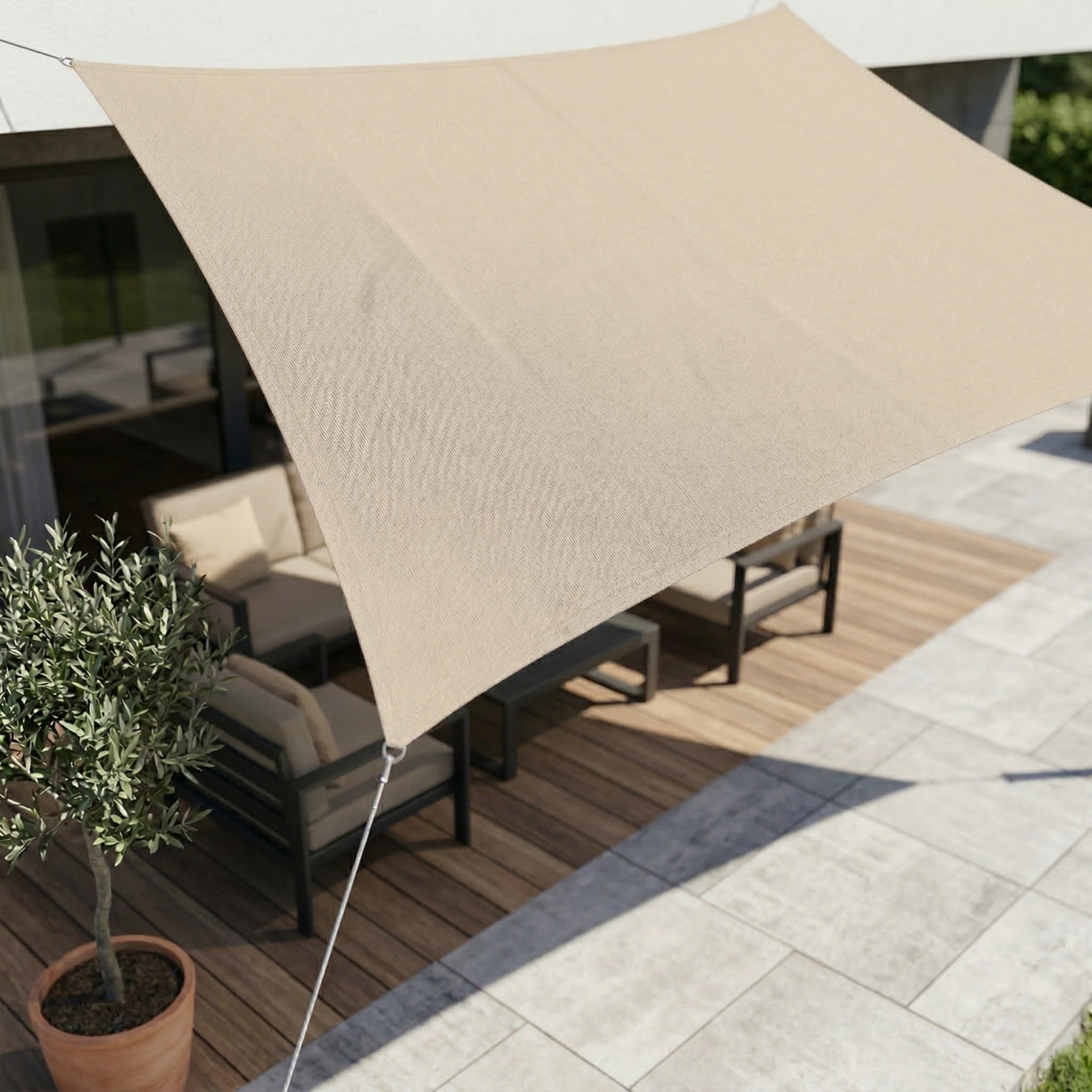 Schaduwdoek rechthoekig waterdicht en UV-werend voor terras en balkon - foto 10