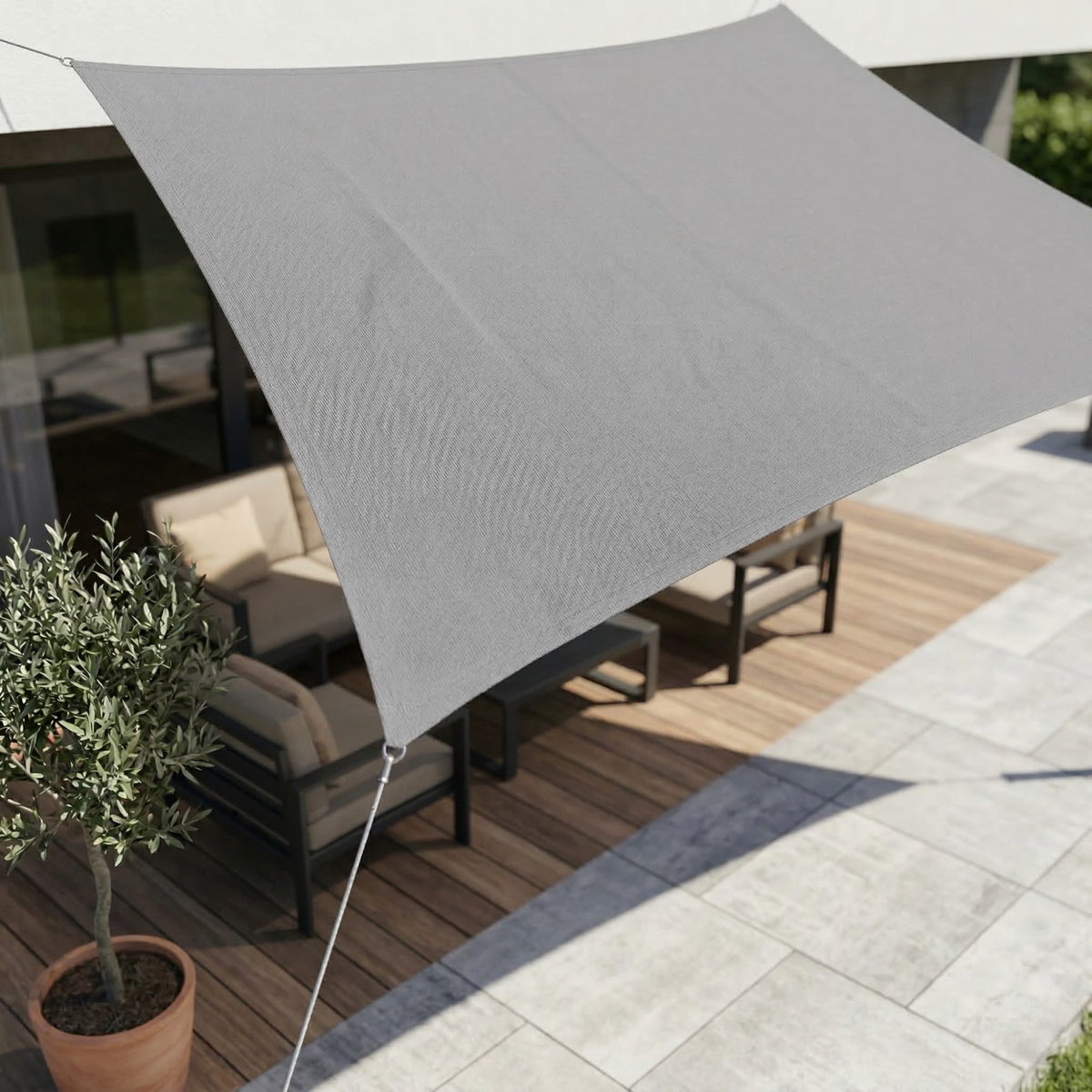Schaduwdoek rechthoekig waterdicht en UV-werend voor terras en balkon - foto 11