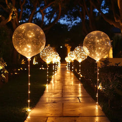 Transparante lichtgevende ballonnen met warm wit lichtsnoer